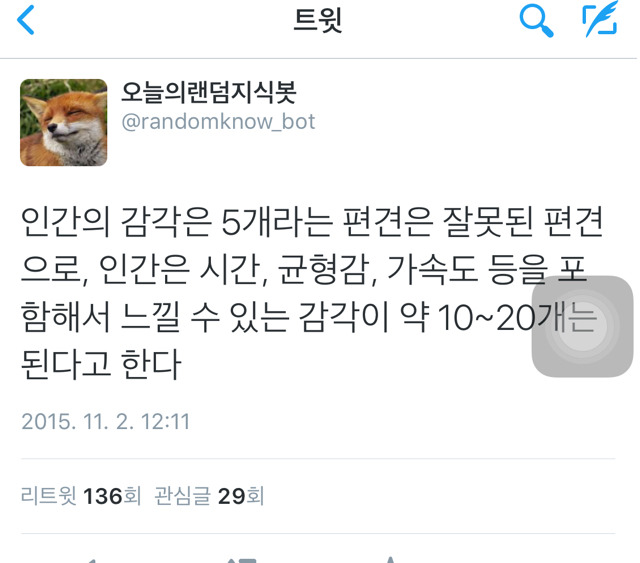 인간의 감각에 대한 생각.twt | 인스티즈