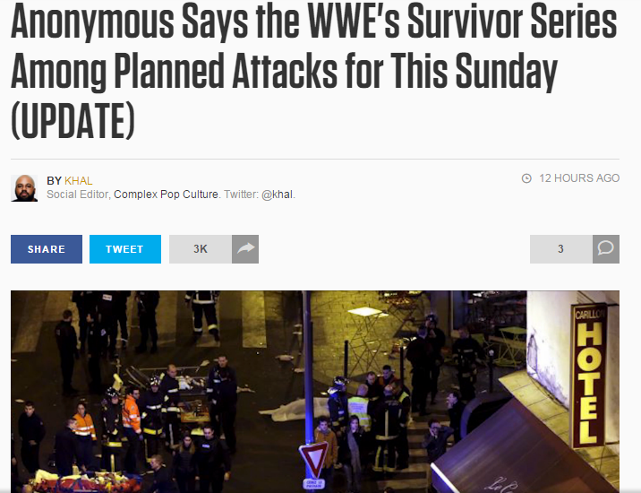 IS는 일요일 날 WWE 서바이버 시리즈가 열리는 곳을 공격할 예정이었다 | 인스티즈