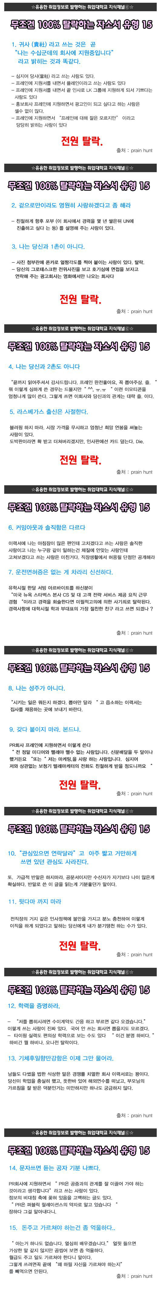 무조건 100％ 탈락하는 자소서 유형 | 인스티즈